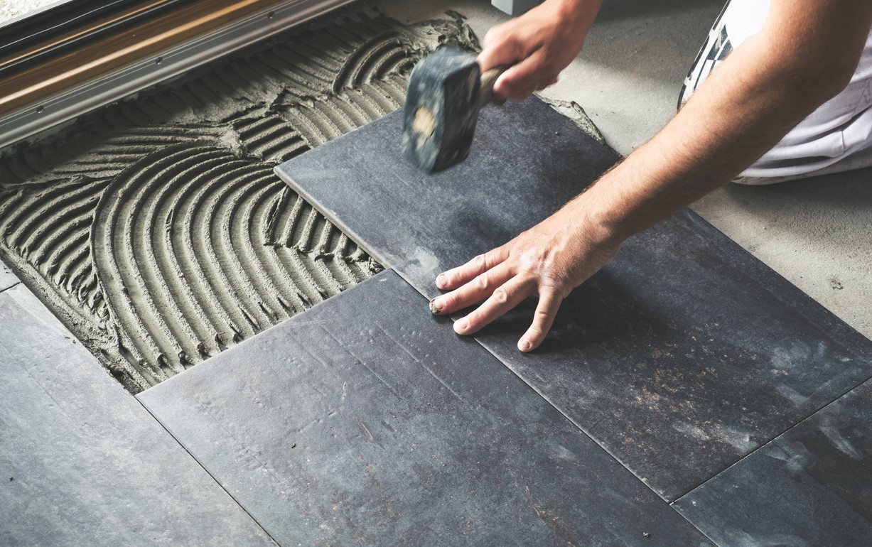 Pose de carrelage en rectangle dans el chablais
