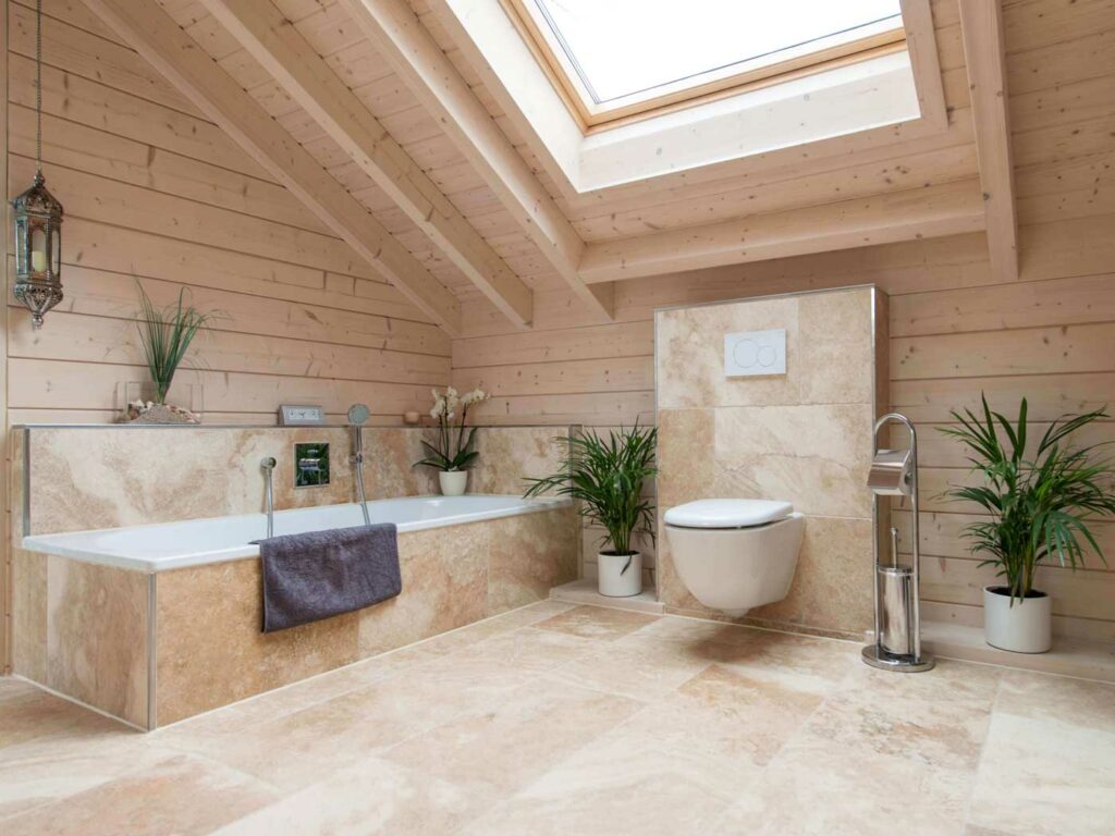 Salle de bains en travertin à Annemasse