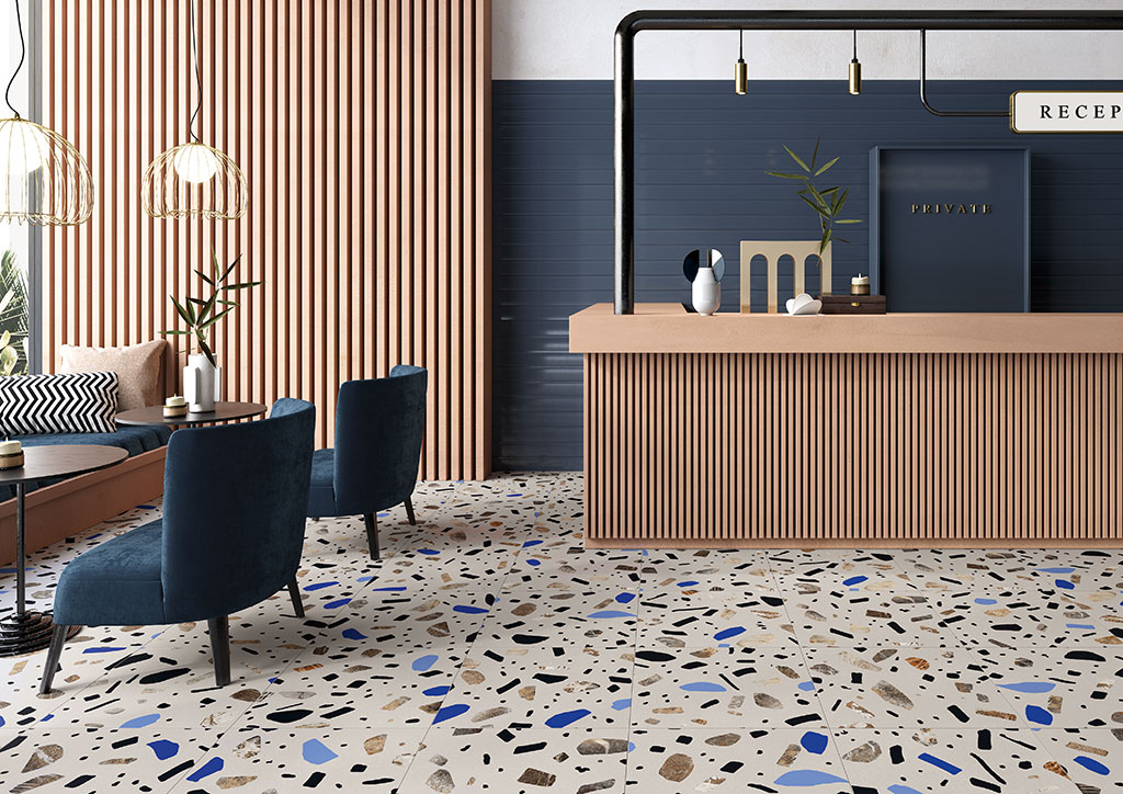 carrelage terrazzo en intérieur à Évian