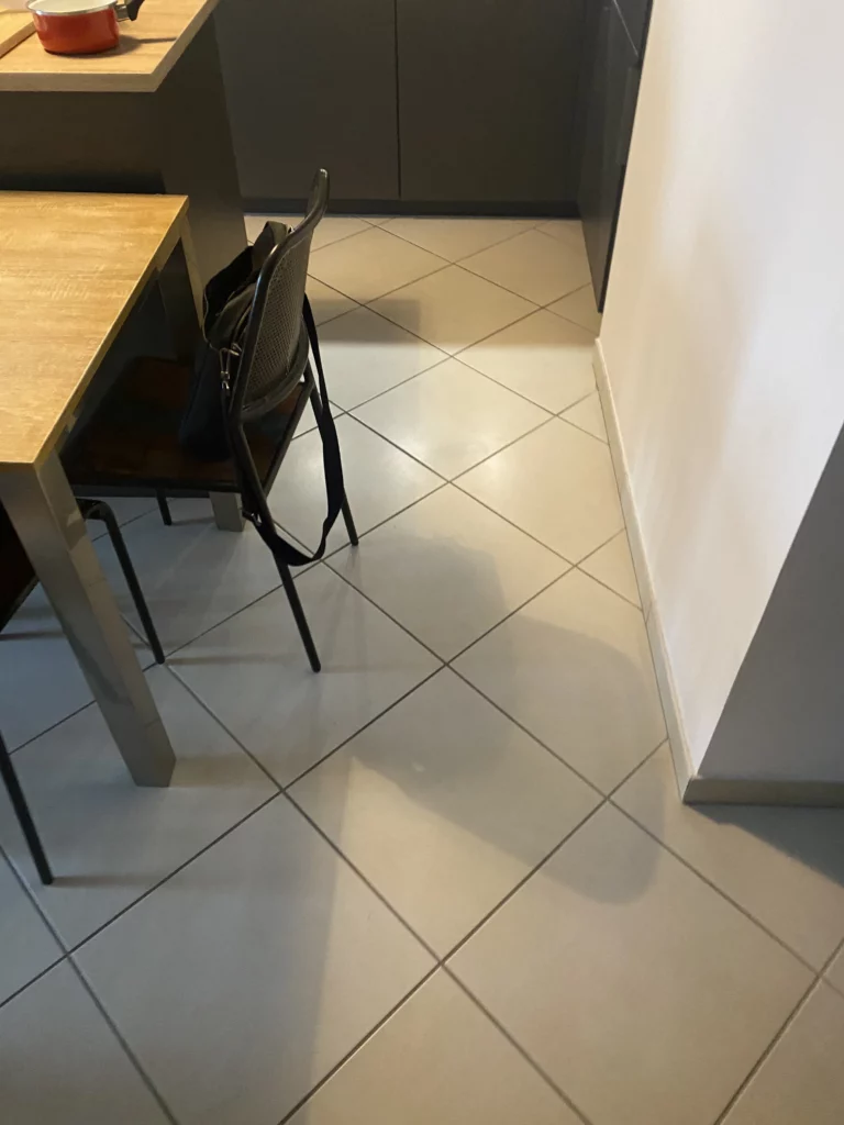 Gros plan sur l'ancien sol avant de débuter la rénovation du sol à Bons en Chablais.